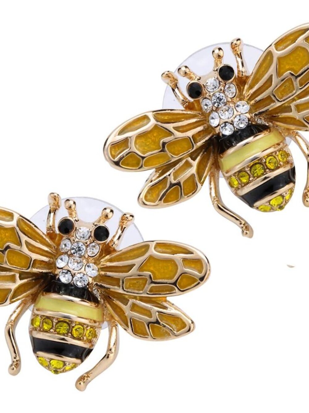 Honey Bee Stud Earrings Crystal Costume Jewelry for Women